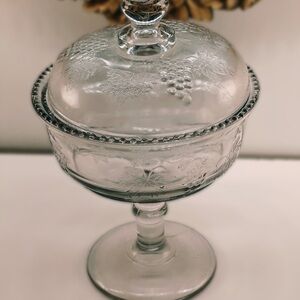 Vintage Glass Compote with Lid